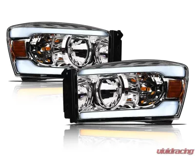 Alpha Owls SQ Series Headlights (Crystal Headlights Chrome housing w/ Sequential Signal/LumenX Light Bar) Dodge Ram | 2500 | 3500 2006-2009 - 8709603