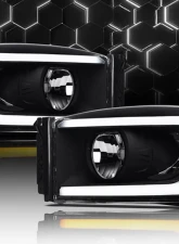 Alpha Owls SQ Series Headlights (Crystal Headlights Black housing w/ Sequential Signal/LumenX Light Bar) Dodge Ram | 2500 | 3500 2006-2009                                     - 8709610 - Image 4