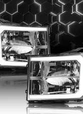 Alpha Owls LM Series Headlights (Crystal Headlights Chrome housing w/ LumenX Light Bar) GMC Sierra 2007-2013                                     - 8709627 - Image 4
