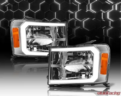 Alpha Owls LM Series Headlights (Crystal Headlights Chrome housing w/ LumenX Light Bar) GMC Sierra 2007-2013 - 8709627