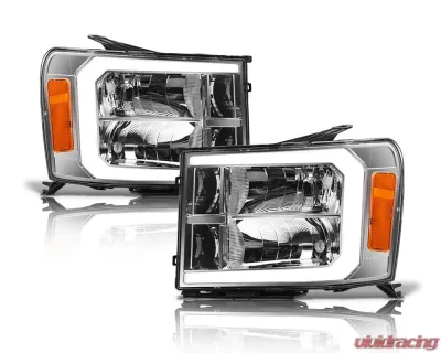 Alpha Owls LM Series Headlights (Crystal Headlights Chrome housing w/ LumenX Light Bar) GMC Sierra 2007-2013 - 8709627