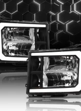 Alpha Owls LM Series Headlights (Crystal Headlights Black housing w/ LumenX Light Bar) GMC Sierra 2007-2013                                     - 8709634 - Image 4