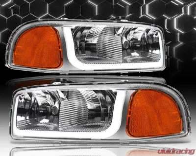 Alpha Owls LM Series Headlights (Crystal Headlights Chrome housing w/ LumenX Light Bar) GMC Sierra | Yukon 1999-2006 - 8709641