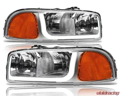 Alpha Owls LM Series Headlights (Crystal Headlights Chrome housing w/ LumenX Light Bar) GMC Sierra | Yukon 1999-2006 - 8709641