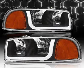 Alpha Owls LM Series Headlights (Crystal Headlights Black housing w/ LumenX Light Bar) GMC Sierra | Yukon 1999-2006
