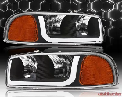 Alpha Owls LM Series Headlights (Crystal Headlights Black housing w/ LumenX Light Bar) GMC Sierra | Yukon 1999-2006 - 8709658