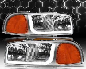 Alpha Owls SQ Series Headlights (Crystal Headlights Chrome housing w/ Sequential Signal/LumenX Light Bar) GMC Sierra | Yukon 1999-2006