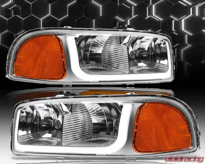 Alpha Owls SQ Series Headlights (Crystal Headlights Chrome housing w/ Sequential Signal/LumenX Light Bar) GMC Sierra | Yukon 1999-2006 - 8709665