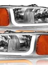 Alpha Owls SQ Series Headlights (Crystal Headlights Chrome housing w/ Sequential Signal/LumenX Light Bar) GMC Sierra | Yukon 1999-2006                                     - 8709665 - Image 2