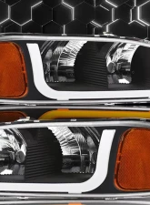 Alpha Owls SQ Series Headlights (Crystal Headlights Black housing w/ Sequential Signal/LumenX Light Bar) GMC Sierra | Yukon 1999-2006                                     - 8709672 - Image 4