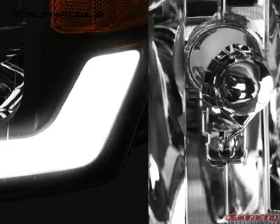 Alpha Owls SQ Series Headlights (Crystal Headlights Black housing w/ Sequential Signal/LumenX Light Bar) GMC Sierra | Yukon 1999-2006 - 8709672