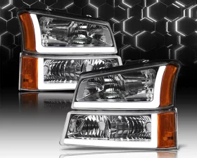 Alpha Owls LM Series Headlights (Crystal Headlights Chrome housing w/ LumenX Light Bar) Chevrolet Silverado 1500 | 2500 | 3500 2003-2007