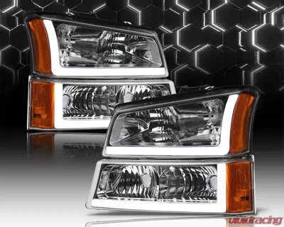 Alpha Owls LM Series Headlights (Crystal Headlights Chrome housing w/ LumenX Light Bar) Chevrolet Silverado 1500 | 2500 | 3500 2003-2007 - 8709689