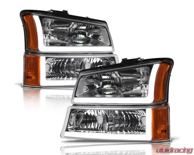 Alpha Owls LM Series Headlights (Crystal Headlights Chrome housing w/ LumenX Light Bar) Chevrolet Silverado 1500 | 2500 | 3500 2003-2007 - 8709689