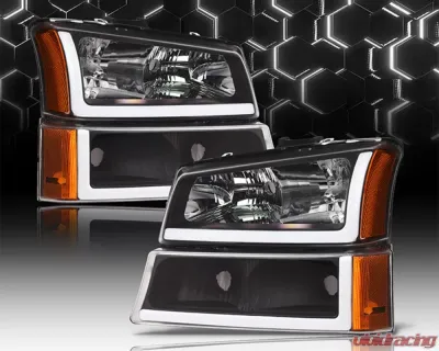 Alpha Owls LM Series Headlights (Crystal Headlights Black housing w/ LumenX Light Bar) Chevrolet Silverado 1500 | 2500 | 3500 2003-2007 - 8709696