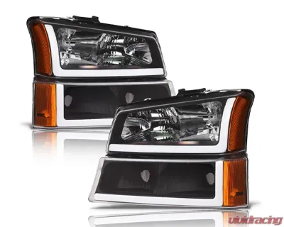 Alpha Owls LM Series Headlights (Crystal Headlights Black housing w/ LumenX Light Bar) Chevrolet Silverado 1500 | 2500 | 3500 2003-2007 - 8709696