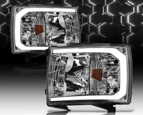 Alpha Owls LM Series Headlights (Crystal Headlights Chrome housing w/ LumenX Light Bar) Chevrolet Silverado 1500 | 2500 | 3500 2007-2014