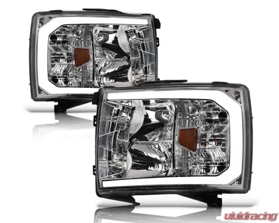 Alpha Owls LM Series Headlights (Crystal Headlights Chrome housing w/ LumenX Light Bar) Chevrolet Silverado 1500 | 2500 | 3500 2007-2014 - 8709702