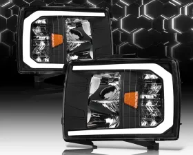 Alpha Owls LM Series Headlights (Crystal Headlights Black housing w/ LumenX Light Bar) Chevrolet Silverado 1500 | 2500 | 3500 2007-2014
