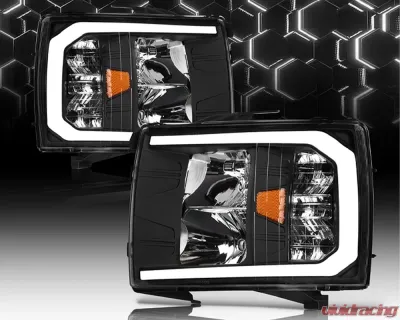 Alpha Owls LM Series Headlights (Crystal Headlights Black housing w/ LumenX Light Bar) Chevrolet Silverado 1500 | 2500 | 3500 2007-2014 - 8709719