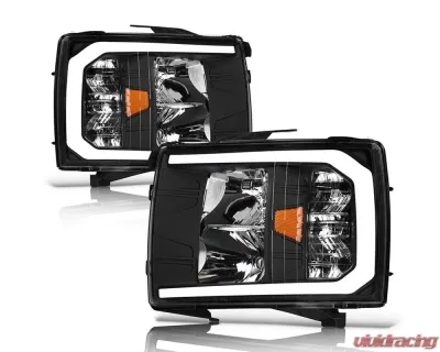 Alpha Owls LM Series Headlights (Crystal Headlights Black housing w/ LumenX Light Bar) Chevrolet Silverado 1500 | 2500 | 3500 2007-2014 - 8709719