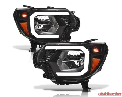 Alpha Owls LM Series Headlights (Crystal Headlights Black housing w/ LumenX Light Bar) Toyota Tacoma 2012-2015 - 8709726