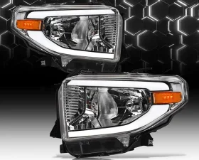 Alpha Owls LM Series Headlights (Crystal Headlights Chrome housing w/ LumenX Light Bar) Toyota Tundra 2014-2021