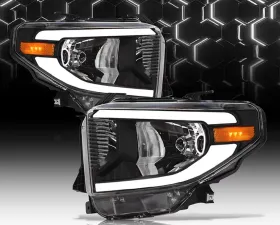Alpha Owls LM Series Headlights (Crystal Headlights Black housing w/ LumenX Light Bar) Toyota Tundra 2014-2021