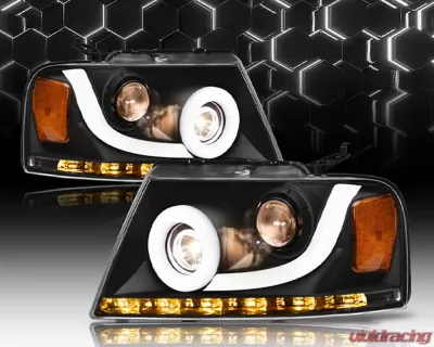 Alpha Owls LMP Series Headlights (Halogen Projector Black housing w/ LumenX Light Bar) Ford F-150 2004-2008 - 8709771