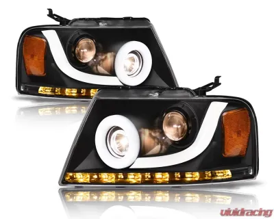 Alpha Owls LMP Series Headlights (Halogen Projector Black housing w/ LumenX Light Bar) Ford F-150 2004-2008 - 8709771