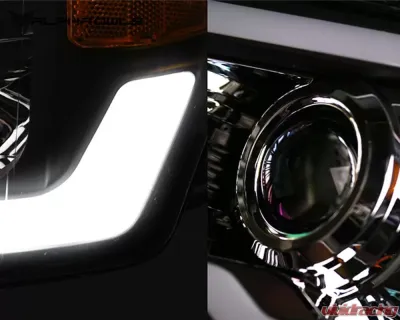Alpha Owls SQP Series Headlights (Halogen Projector Black housing w/ Sequential Signal/LumenX Light Bar) Ford F-150 2009-2014 - 8709795