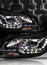 Alpha Owls LMP Series Headlights (Halogen Projector Black housing w/ LumenX Light Bar) Chevrolet Malibu 2012-2015                                     - 8709818 - Image 4