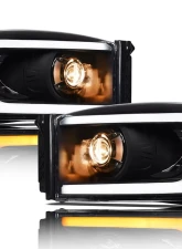 Alpha Owls SQP Series Headlights (Halogen Projector Black housing w/ Sequential Signal/LumenX Light Bar) Dodge Ram | 2500 | 3500 2006-2009                                     - 8709825 - Image 2