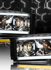 Alpha Owls SQP Series Headlights (Halogen Projector Chrome housing w/ Sequential Signal/LumenX Light Bar) Dodge Ram | 2500 | 3500 2006-2009                                     - 8709832 - Image 4