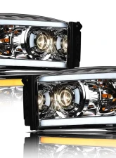 Alpha Owls SQP Series Headlights (Halogen Projector Chrome housing w/ Sequential Signal/LumenX Light Bar) Dodge Ram | 2500 | 3500 2006-2009                                     - 8709832 - Image 2