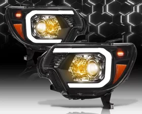 Alpha Owls LMP Series Headlights (Halogen Projector Black housing w/ LumenX Light Bar) Toyota Tacoma 2012-2015