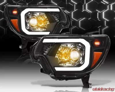 Alpha Owls LMP Series Headlights (Halogen Projector Black housing w/ LumenX Light Bar) Toyota Tacoma 2012-2015 - 8709849