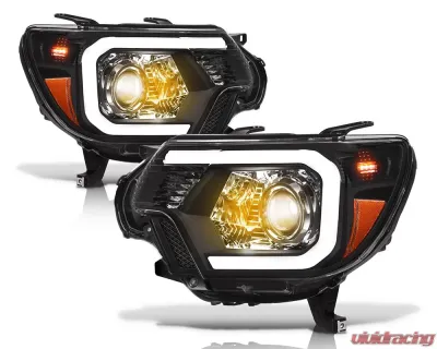 Alpha Owls LMP Series Headlights (Halogen Projector Black housing w/ LumenX Light Bar) Toyota Tacoma 2012-2015 - 8709849