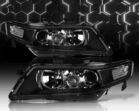 Alpha Owls LMP Series Headlights (Halogen Projector Black housing w/ LumenX Light Bar) Acura TSX 2004-2005