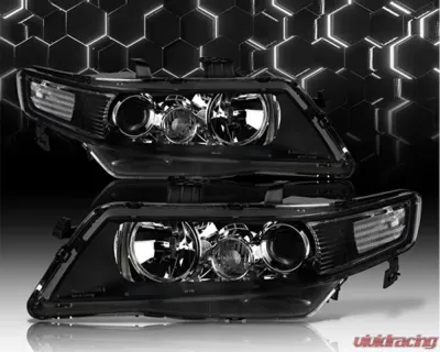 Alpha Owls LMP Series Headlights (Halogen Projector Black housing w/ LumenX Light Bar) Acura TSX 2004-2005 - 8709856