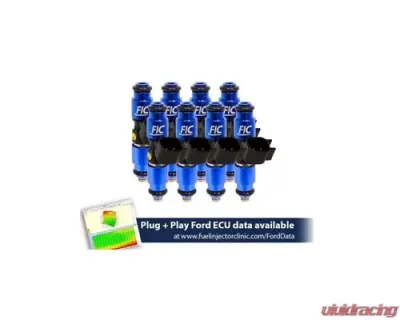 Fuel Injector Clinic 1440cc 140 lbs/hr at 43.5 PSI fuel pressure FIC Fuel  Injector Clinic Injector Set for Mustang GT  | Ford Cobra High-Z 1987-2004 - IS402-1440H