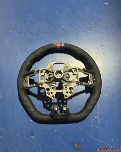 Steeda Ford Mustang 18-23 OEM Style Steering Wheel Black Perforated Leather Red Accents - 647 20-1018-100