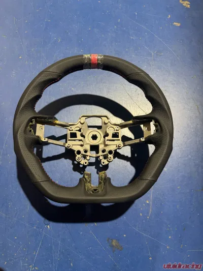 Steeda Ford Mustang 18-23 OEM Style Steering Wheel Black Perforated Leather Red Accents - 647 20-1018-100