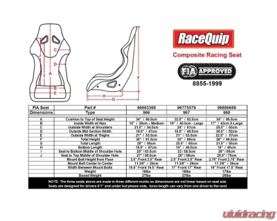 Racequip Medium FIA Racing Seat - 96663369