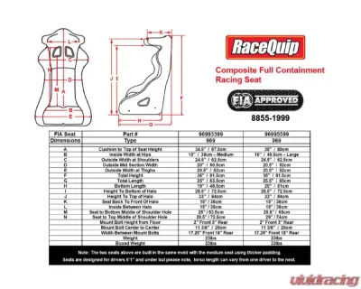 Racequip Large FIA Containment Racing Seat - 96995599