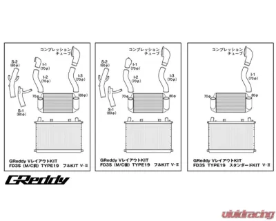 GReddy V-mount Intercooler Kit W/O Breather Tank M/C Full Kit Mazda RX-7 1992-2002 - 12040722