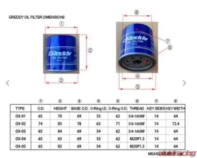 Greddy Sport Oil Filter OX-06 - 13901106