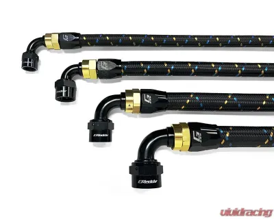 GReddy Black, Gold & Blue Nylon Braided AN08 Reusable Hose - 12850800