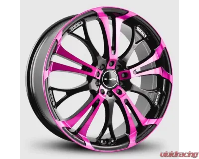 HD Spinout Wheel 18x7.5 5x110|5x114.3 45mm Gloss Black Machined Face w/ Pink - SO18753945BK-P
