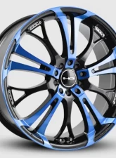 HD Spinout Wheel 22x8.5 5x114.3|5x127 35mm Gloss Black Machined Face w/ Blue                                     - SO22855435BK-BL - Image 9